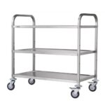 Acél Konyhai Segédkocsi 3 Szintes 450 kg 80 mm