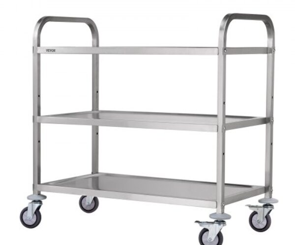 Acél Konyhai Segédkocsi 3 Szintes 450 kg 80 mm