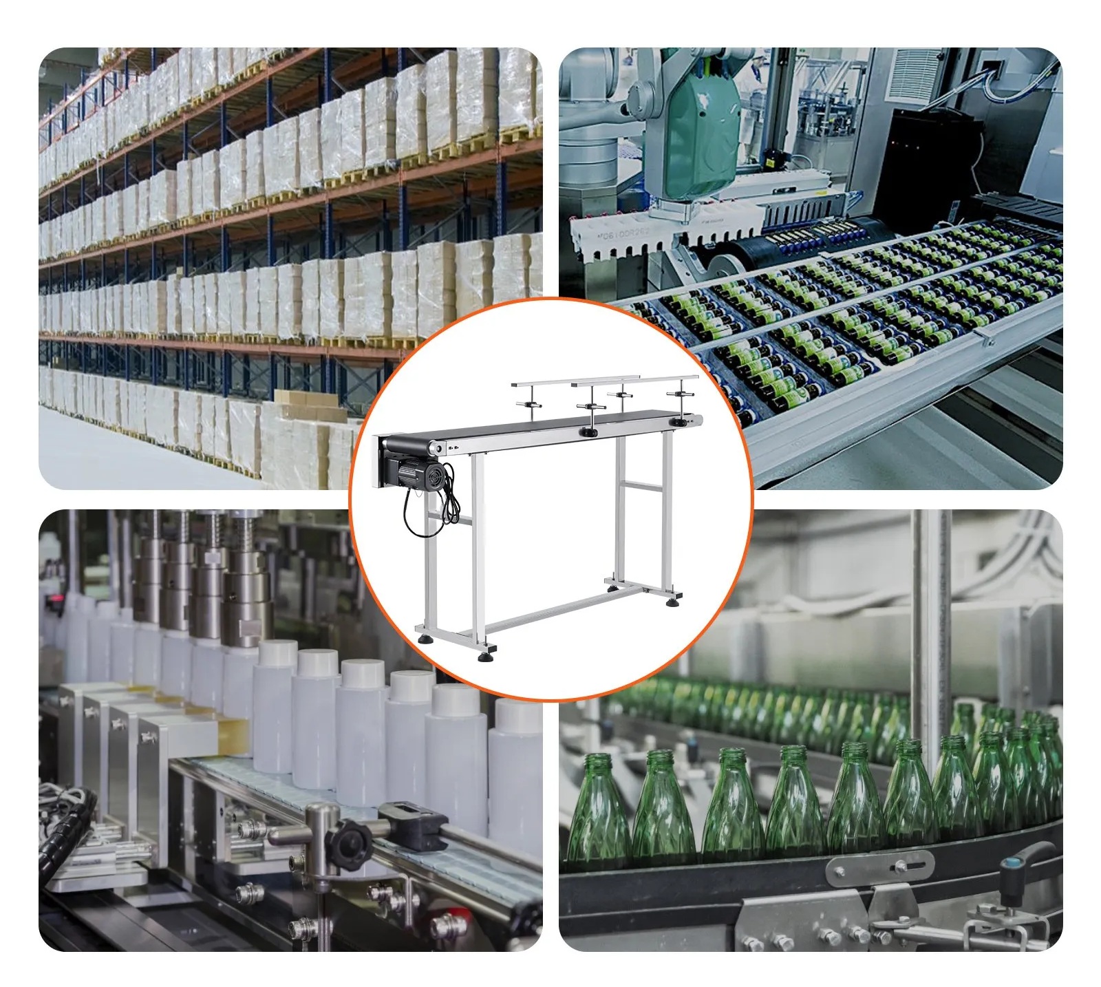 Szállítószalag – 150 x 20, rozsdamentes acél, ipari motoros, PVC szíjjal, dupla vezetősín - Image 6