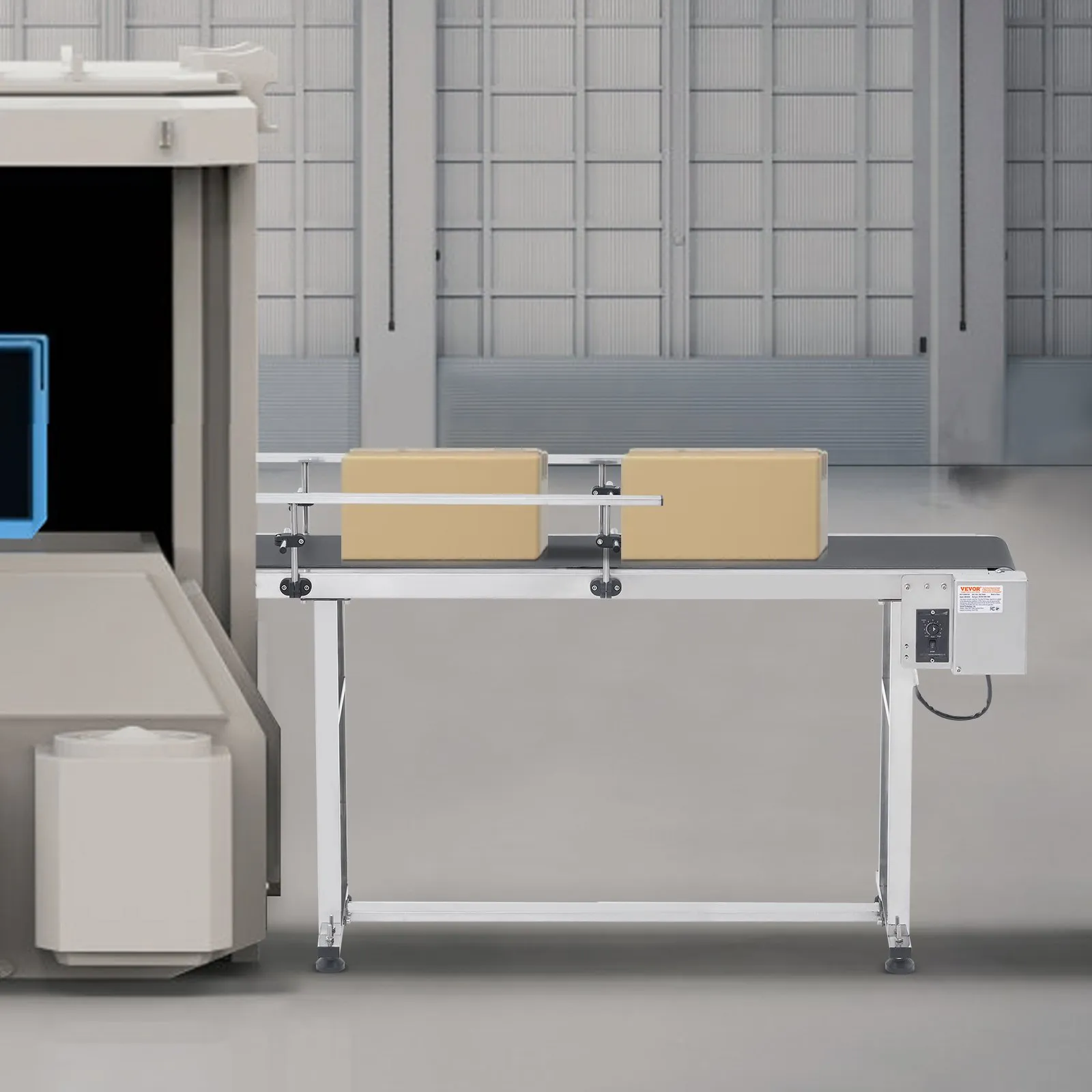 Szállítószalag – 150 x 20, rozsdamentes acél, ipari motoros, PVC szíjjal, dupla vezetősín - Image 4