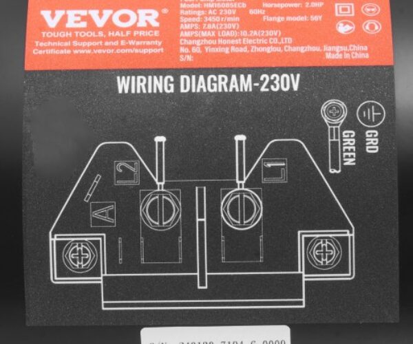 2HP Medenceszivattyú Motor Kondenzátorral 230V 60Hz 7.8A 3450RPM