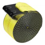 Csörlőheveder Lapos Horoggal Sárga 100 mm x 0