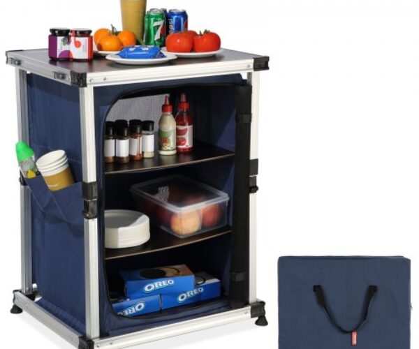 Kemping Konyhaasztal Összecsukható Hordozható Polcokkal kg