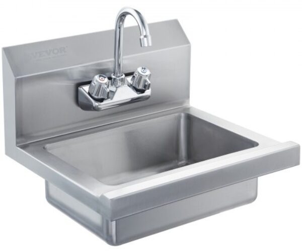 Kereskedelmi Rozsdamentes Acél Mosogató Csapteleppel 432×325 mm