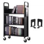 Könyves Kocsi L-Alakú Polcokkal Fekete 790x386x1250 mm 150 kg