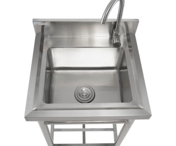 Rozsdamentes Acél Mosogató Csapteleppel Lábakkal 400x330x220 mm
