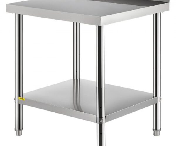 Rozsdamentes Acél Munkaasztal Hátfallal 762x610x889 mm 200 kg