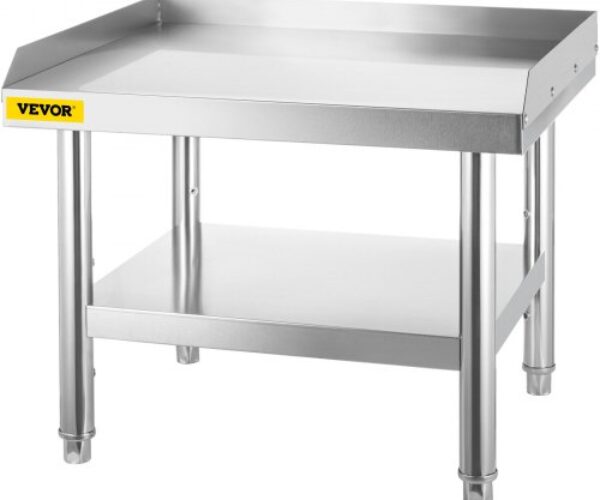 Rozsdamentes Grillállvány Asztal Állítható Polccal 610x710x610 mm