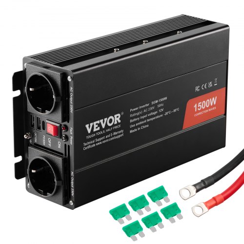 Teljesítményinverter Szinuszhullám 1500 W 12 V 230 V CE FCC - Image 2