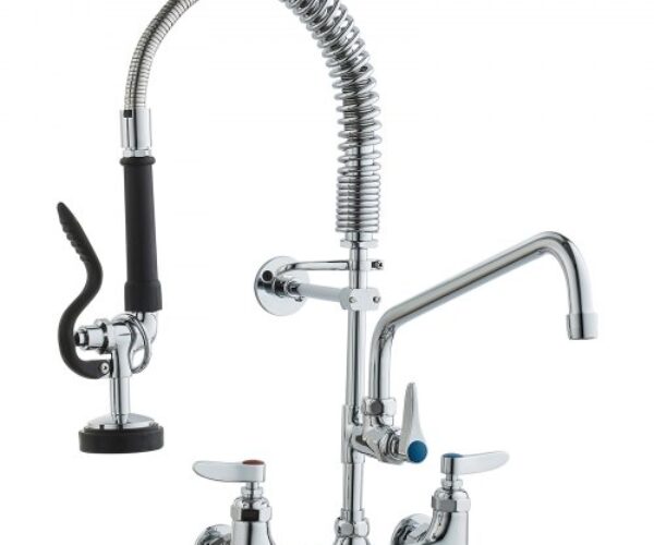 Falra Szerelhető Kereskedelmi Mosogatócsap Lehúzható Permetezővel 533×203×305 mm