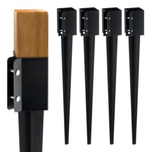 Fekete Porszórt Kerítésoszlop Horgonytüske 4 Db 914×102×102 mm