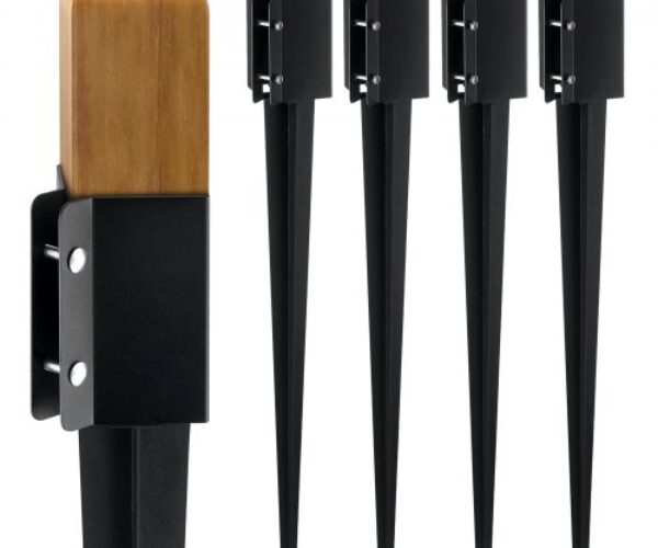 Fekete Porszórt Kerítésoszlop Horgonytüske 4 Db 914×102×102 mm