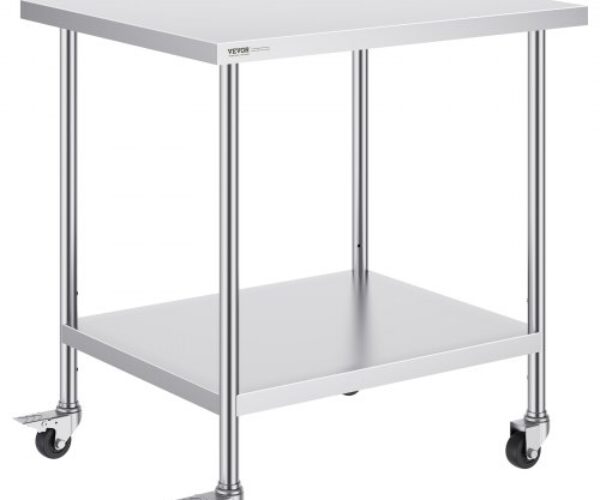 Görgős Rozsdamentes Acél Előkészítő Asztal 762×457 mm
