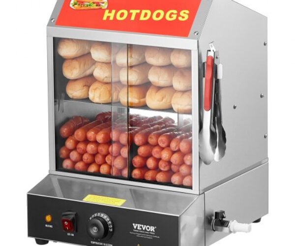 Hot Dog Gőzölő Kétszintes Zsemlemelegítő Tolóajtós 27 l