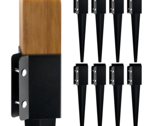 Kerítésoszlop Rögzítő Tüske Fekete Porszórt Fém 610×102×102 mm