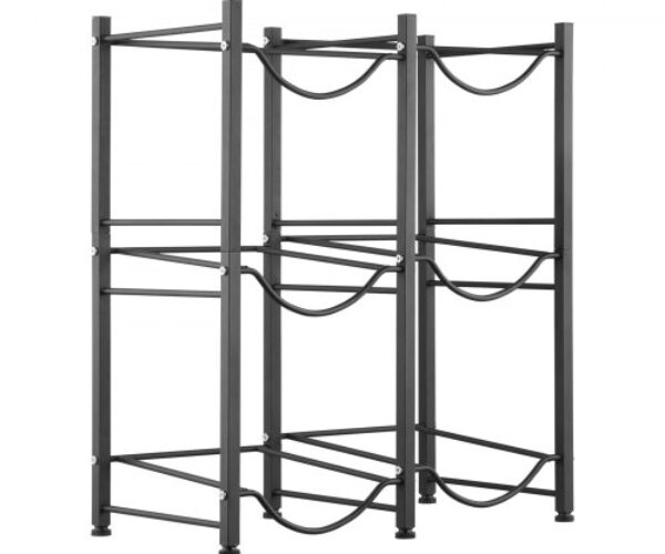 Oszlopos 3 Szintes Kétsoros Palacktartó Fekete