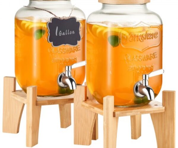 Oszlopos Italadagoló Üvegállvánnyal Rozsdamentes Csappal 3,8 l