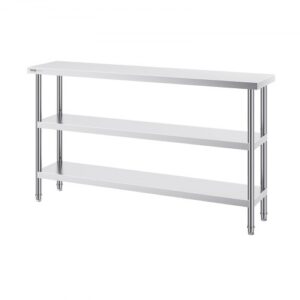Oszlopos Rozsdamentes Acél Előkészítő Asztal 356×1524 mm