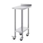 Rozsdamentes Acél Élelmiszer-Előkészítő Asztal Görgőkkel 610x381 mm