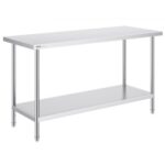 Rozsdamentes Acél Élelmiszer-Előkészítő Munkaasztal 610x1525x864 mm