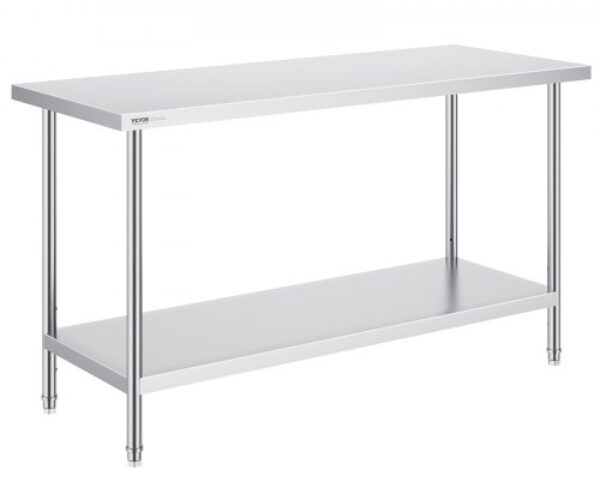 Rozsdamentes Acél Élelmiszer-Előkészítő Munkaasztal 610x1525x864 mm