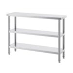 Rozsdamentes Acél Előkészítő Asztal Oszloppal 356x1219 mm