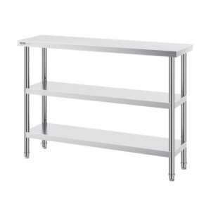 Rozsdamentes Acél Előkészítő Asztal Oszloppal 356x1219 mm