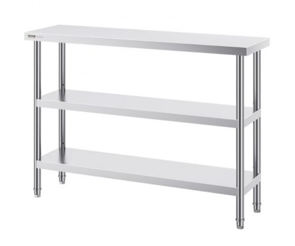 Rozsdamentes Acél Előkészítő Asztal Oszloppal 356×1219 mm