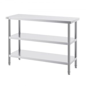 Rozsdamentes Acél Előkészítő Asztal Oszloppal 457x1219 mm