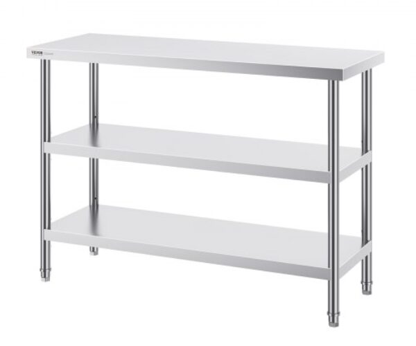 Rozsdamentes Acél Előkészítő Asztal Oszloppal 457×1219 mm