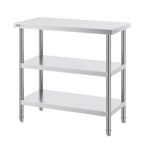 Rozsdamentes Acél Előkészítő Asztal Oszloppal 457x914 mm