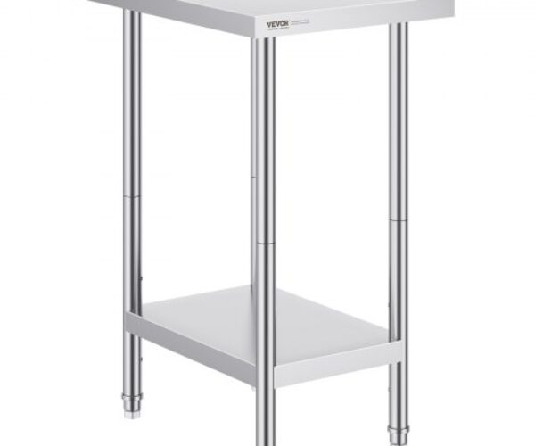 Rozsdamentes Acél Kereskedelmi Előkészítő Munkaasztal 610x457x864 mm
