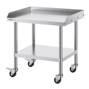 Rozsdamentes Acél Munkaasztal Görgőkkel 610x711 mm