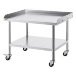 Rozsdamentes Acél Munkaasztal Görgőkkel 762x914 mm
