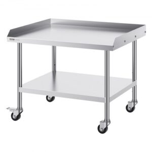 Rozsdamentes Acél Munkaasztal Görgőkkel 762x914 mm