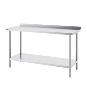 Rozsdamentes Acél Munkaasztal Oszloppal 610x1524 mm