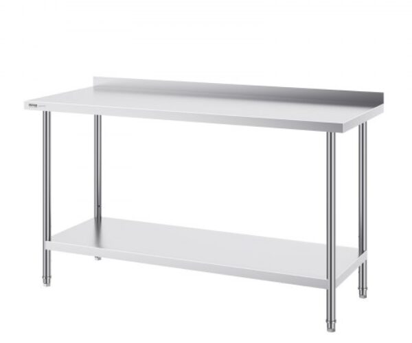 Rozsdamentes Acél Munkaasztal Oszloppal 610×1524 mm