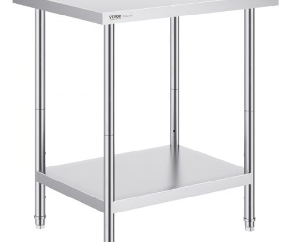 Rozsdamentes Acél Munkaasztal Oszloppal 610×762×864 mm