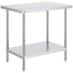 Rozsdamentes Acél Munkaasztal Oszloppal Élelmiszer-előkészítés 610×914×864 mm