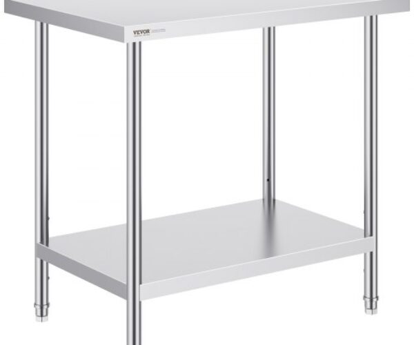 Rozsdamentes Acél Munkaasztal Oszloppal Élelmiszer-előkészítés 610×914×864 mm
