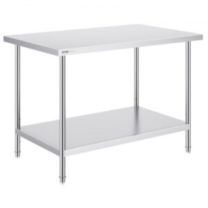 Rozsdamentes Acél Munkaasztal Polccal 762x1219x864 mm