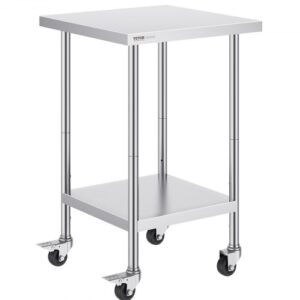 Rozsdamentes Görgős Előkészítő Munkaasztal 610x610 mm