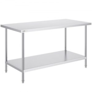 Rozsdamentes Munkaasztal Alsó Polccal 762x1524x864 mm